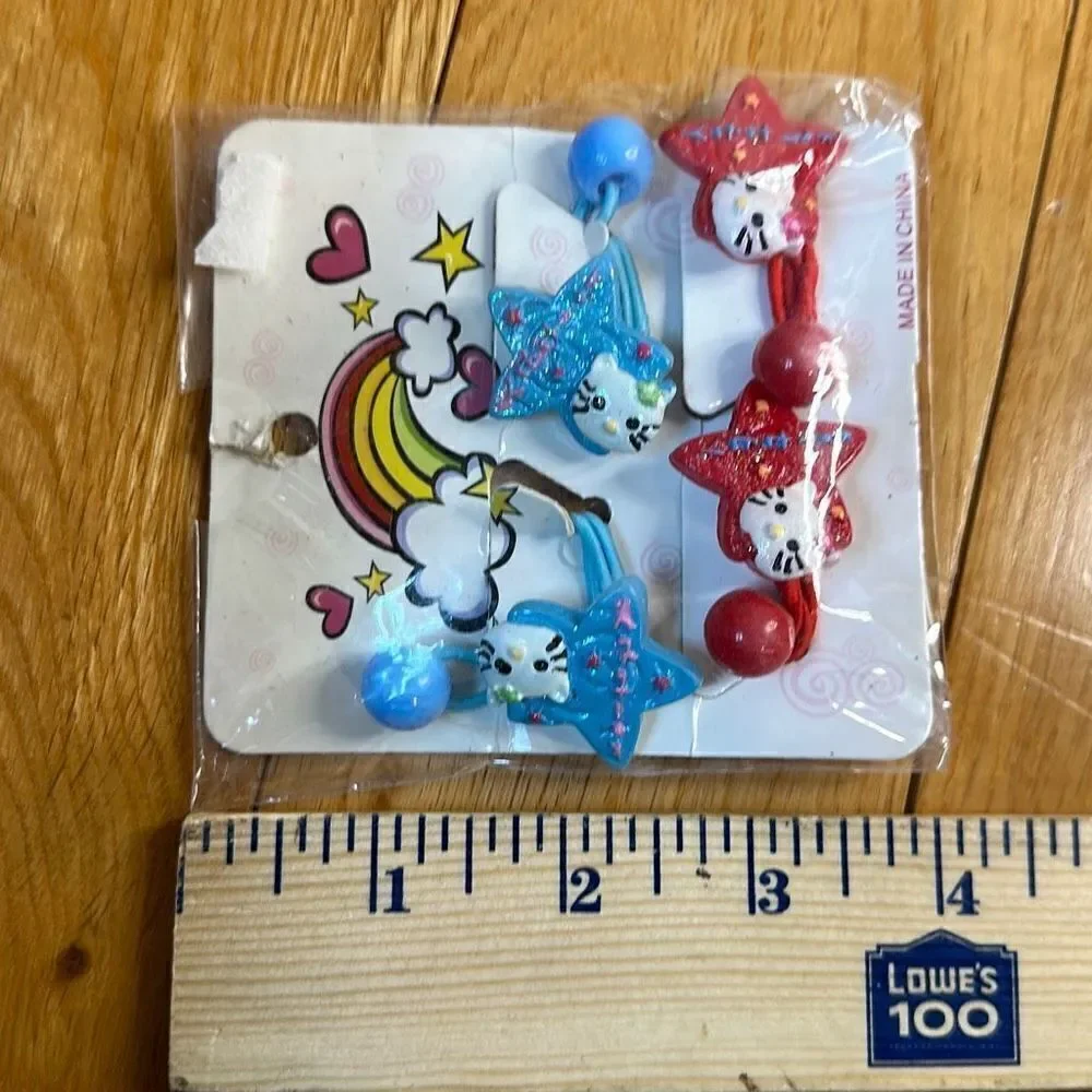 Hello kitty hair elastics red and blue